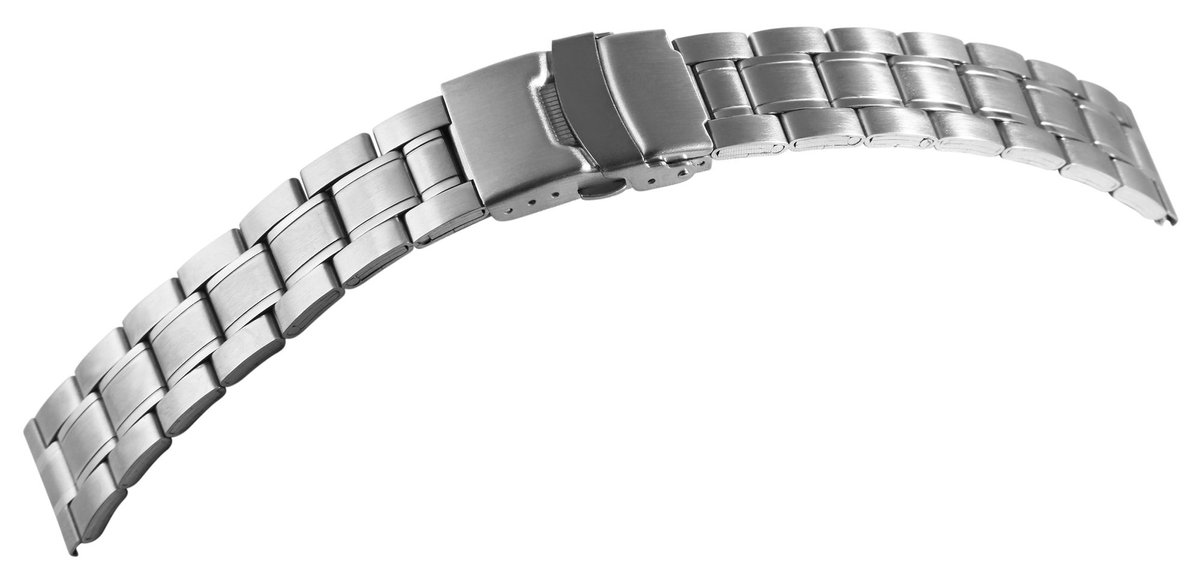 Engelhardt Engelhardt heren vervangende armband 8100132 Horlogeband van roestvrij staal, zilverkleurig, 18 mm - 24 mm