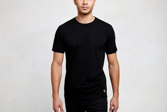 Lot de 4 T-shirts homme Gentlemen longfit, 100% coton pré-rétréci noir col rond 3XL