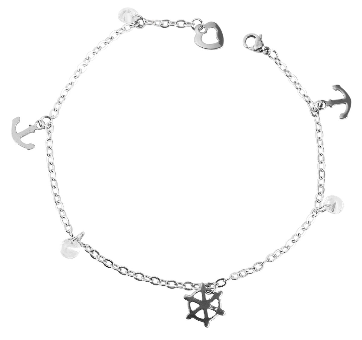 AKZENT Akzent dames voetsieraden Lia roestvrij staal, similibe afwerking, hanger, zilverkleurig, 25 cm
