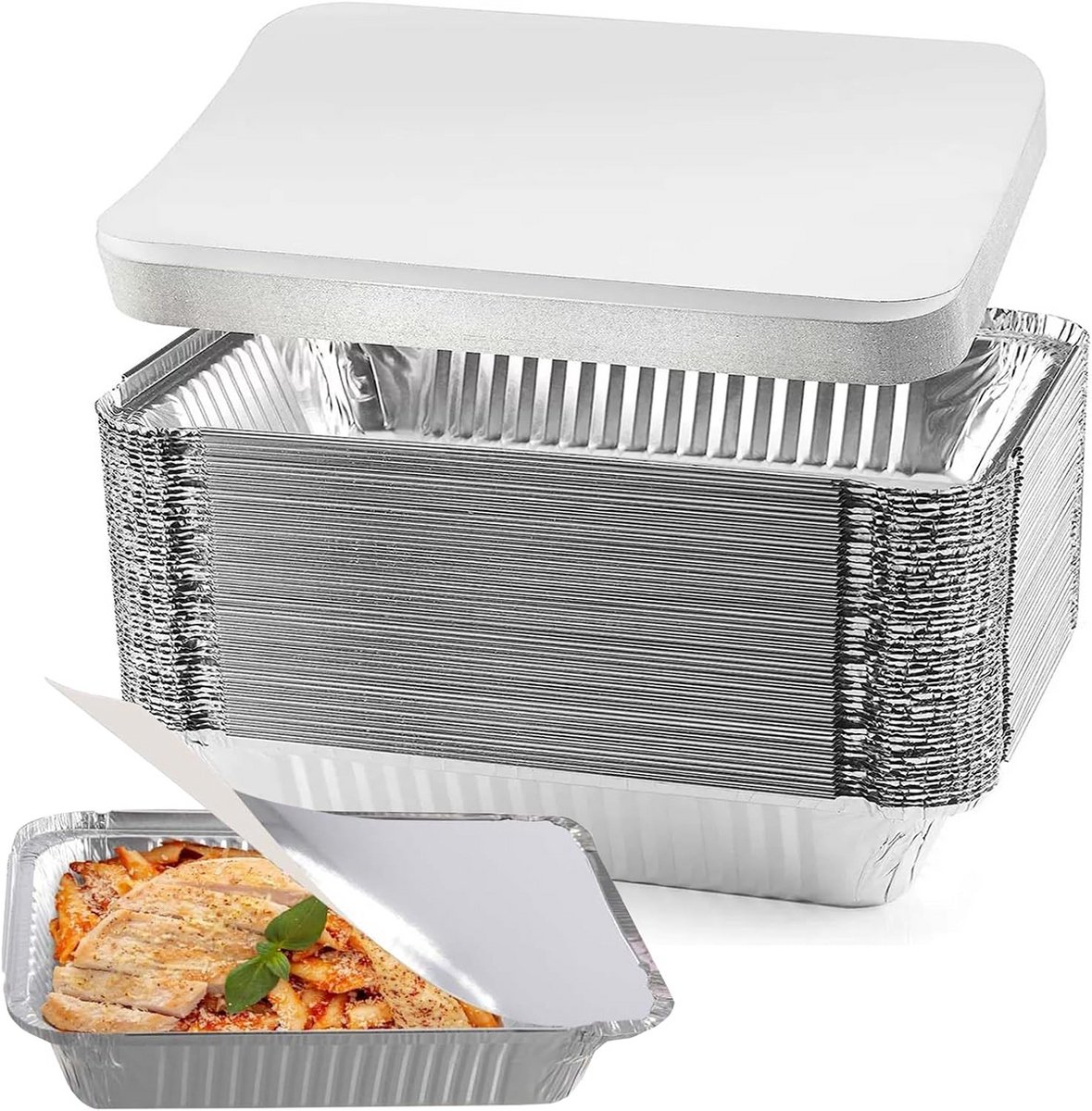 20 Stuks Aluminium Bakplaten met Deksel - Ideaal voor Oven en Vriezer - 31 x 21 x 5 cm
