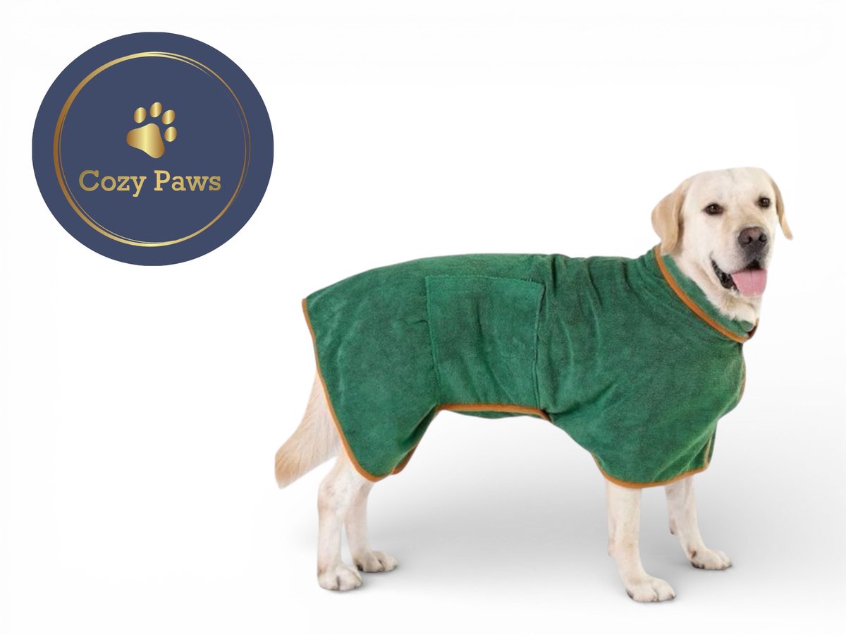 Cozypaws® Hondenbadjas - Badjas voor honden - Sneldrogend Microvezel - Groen - Maat M