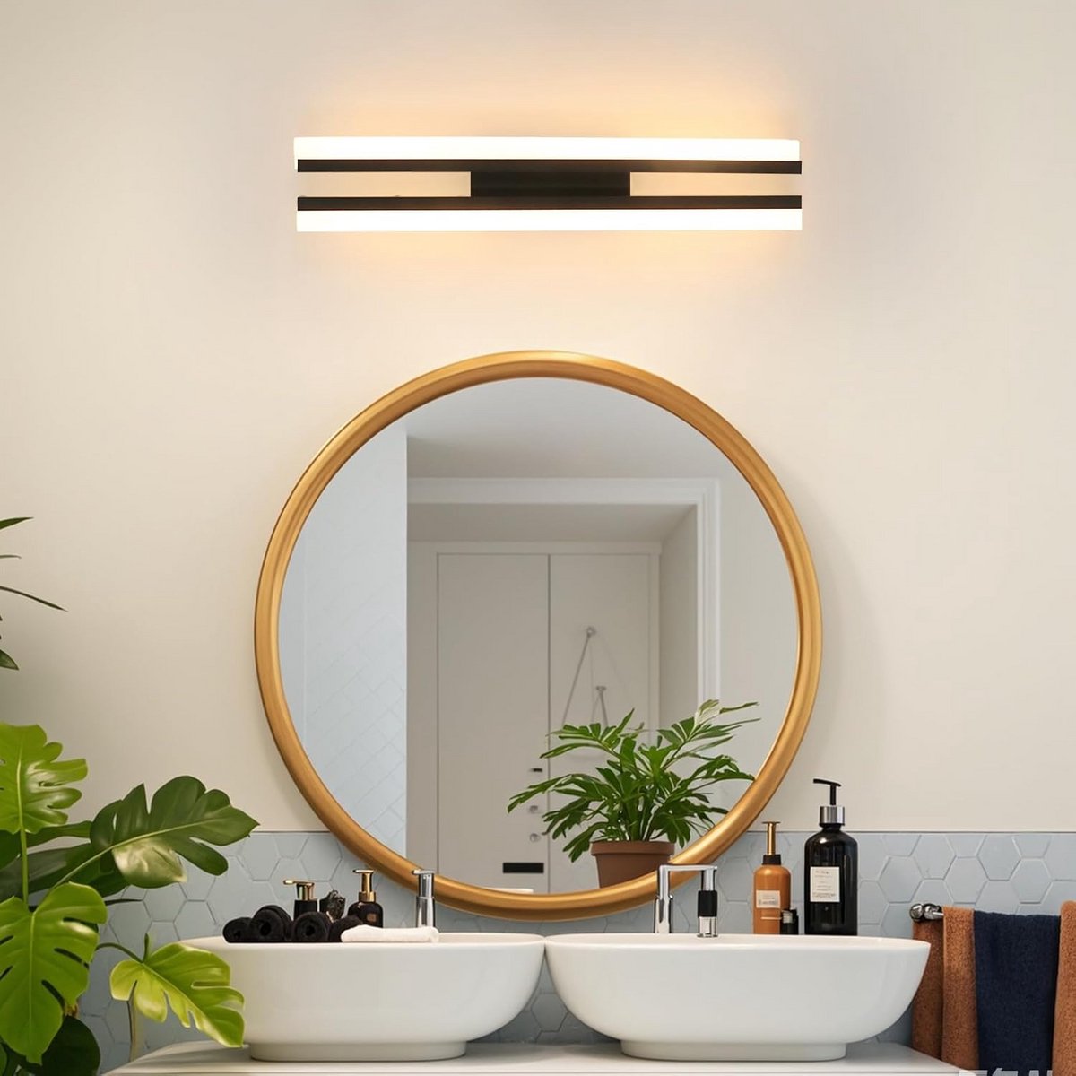 Moderne LED Wandlamp - 16W Binnenverlichting - Warm-wit - Aluminium - 40 cm - Zwart