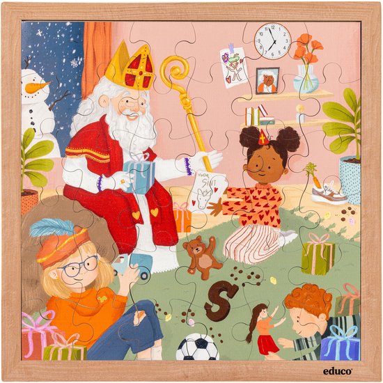 Educo: houten puzzel Sinterklaas, 36 stukjes