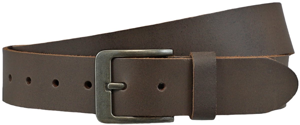 Houtkamp Unisex Leren Riem Bruin – 4 cm Brede Jeansriem met Moderne Gesp – Echt Leer voor Dames & Heren - Lengte totaal 100 cm / Riemmaat 85