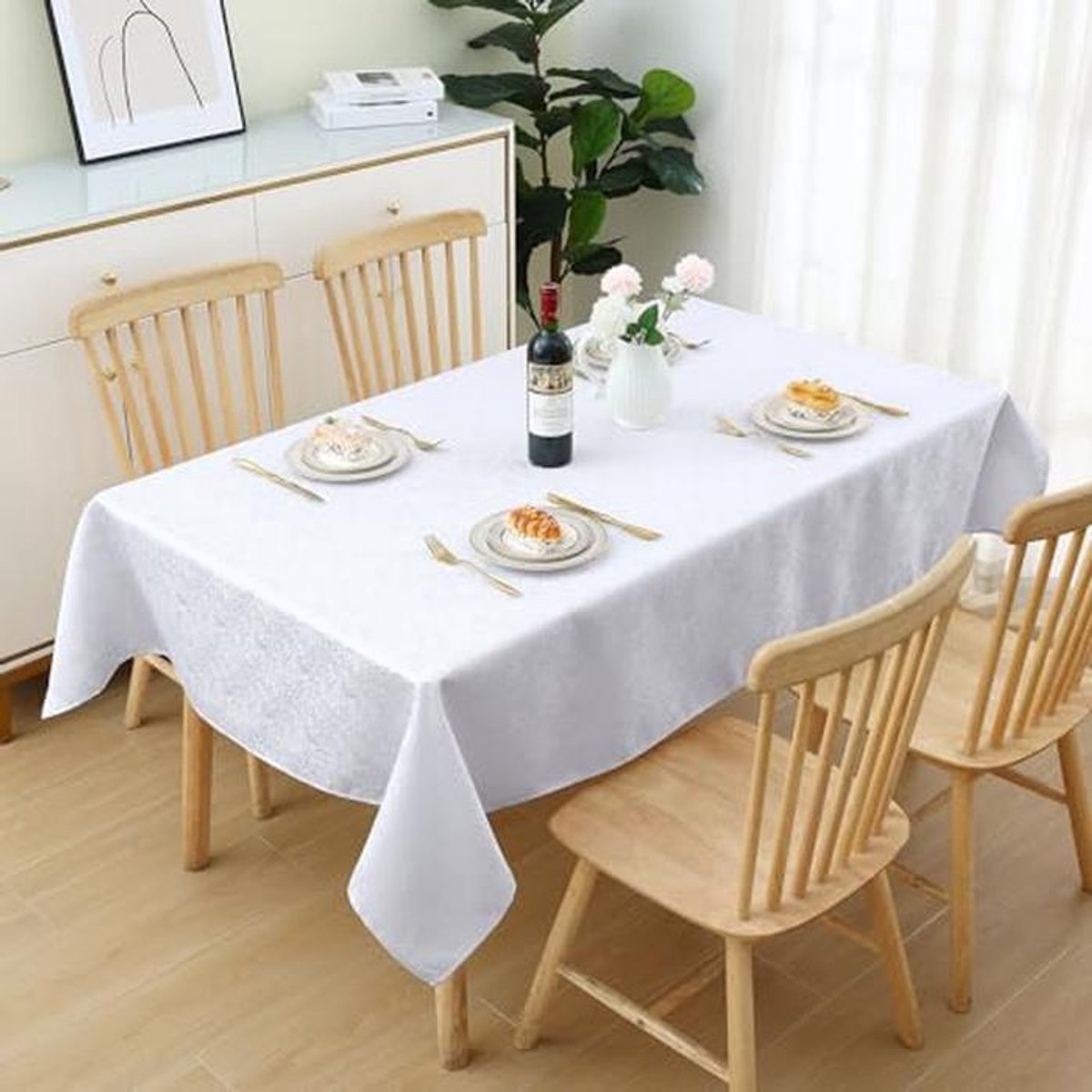 Afwasbaar Rechthoekig Tafelkleed 100 x 140 cm - Onderhoudsvriendelijk Polyester in Wit