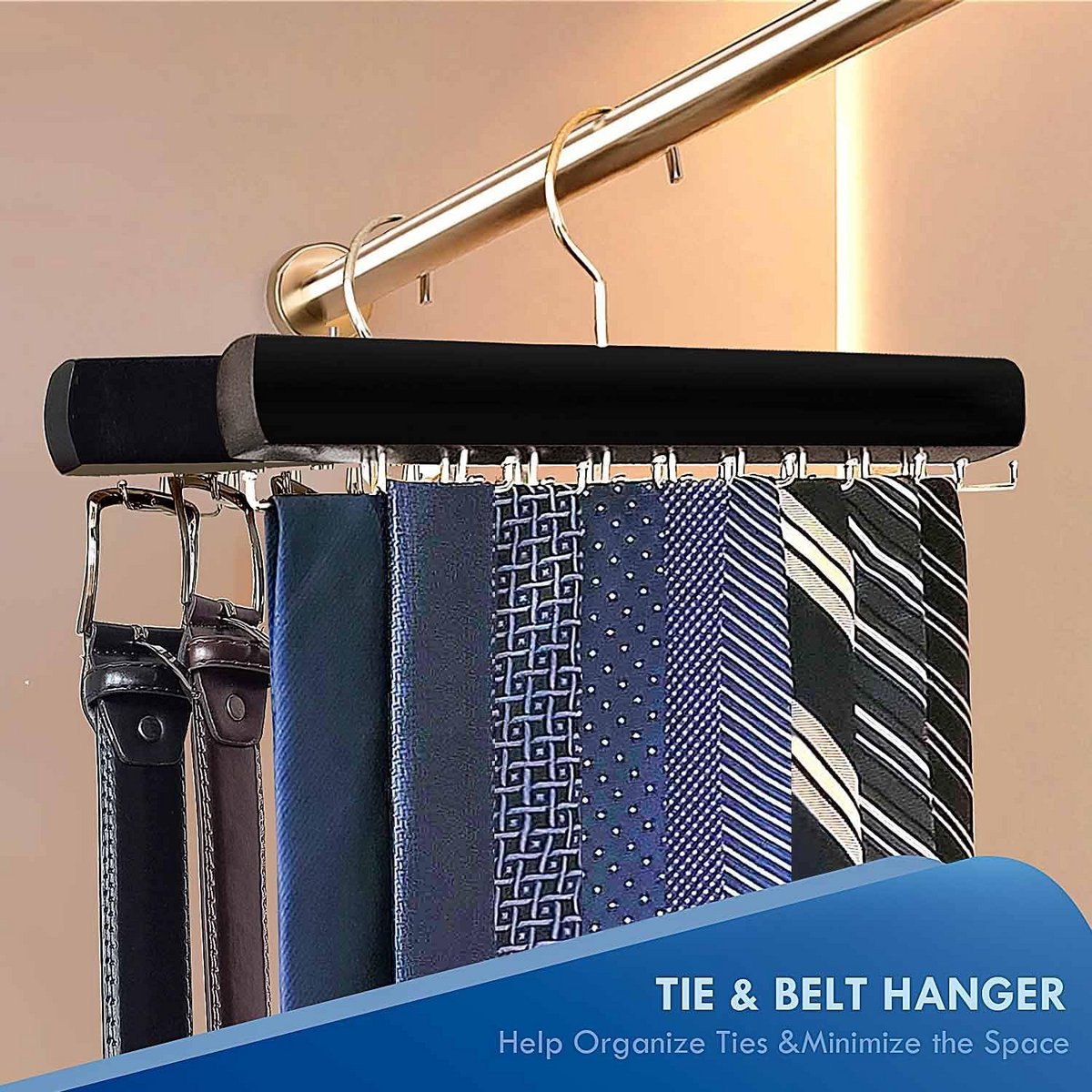 Space Saving Tie Rack Hanger for Men - 18 Hooks Closet Organizer