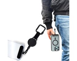 Vanoways Telefoonkoord Intrekbaar – Telefoon Lanyard met Staalkabel • Telefoonriem / Sleutelkoord • Anti-Theft Design voor Reizen, Festivals, Outdoor & Dagelijks Gebruik • Inclusief E-book & Opbergzakje