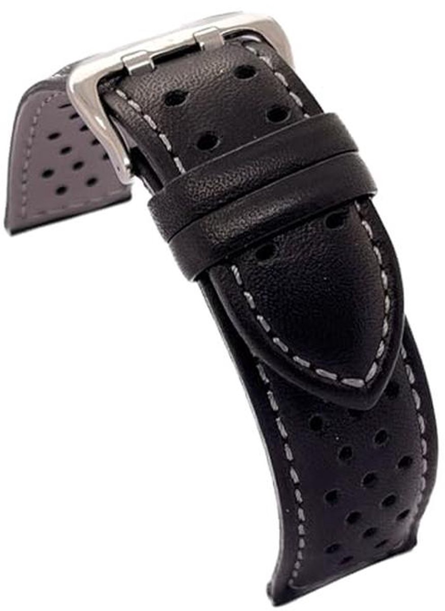 Leren Horlogeband in Rallystijl met Geperforeerd Oppervlak - Beschikbaar in 18 mm, 20 mm, 22 mm, 24 mm