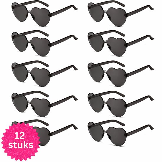 Foto: Joya party 12x zwarte hartjes zonnebrillen zonnebril party accessoires vrijgezellenfeest zonnebrillen vrouwen zwart hart hartvormig verjaardag bruiloft festival themafeest bachelorette 12 stuks zwart