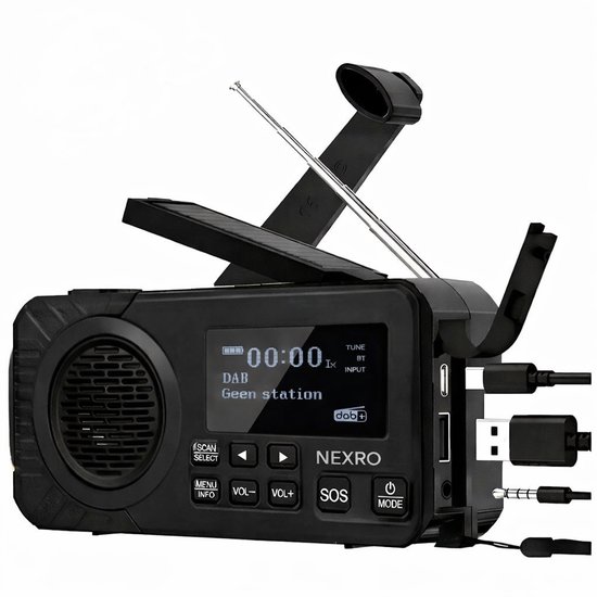 Meest verkochte Noodradio DAB+/FM + Zaklamp - Solar opwindbaar - Powerbank Zonneenergie - Noodpakket - Zaklamp - Bluetooth - Noodradio - Oorlog