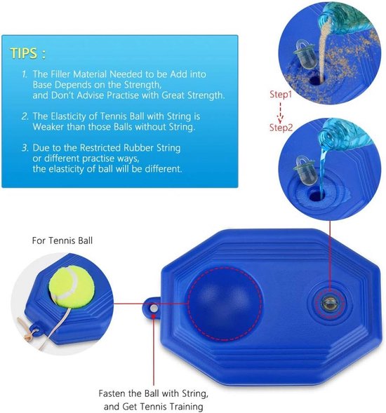 Back Base Trainer Set - Tennisbal met elastisch koord - Solo oefenen - Duurzaam en handig — afbeelding 4