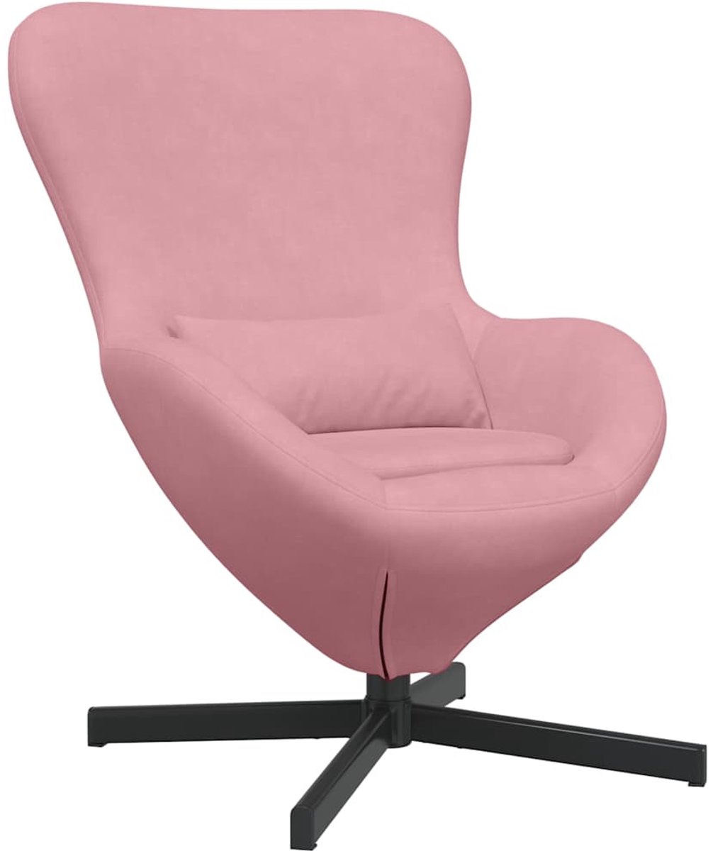 vidaXL Eivormige - stoel - Roze - 63 - x - 73 - x - 90 - cm - Fluweel