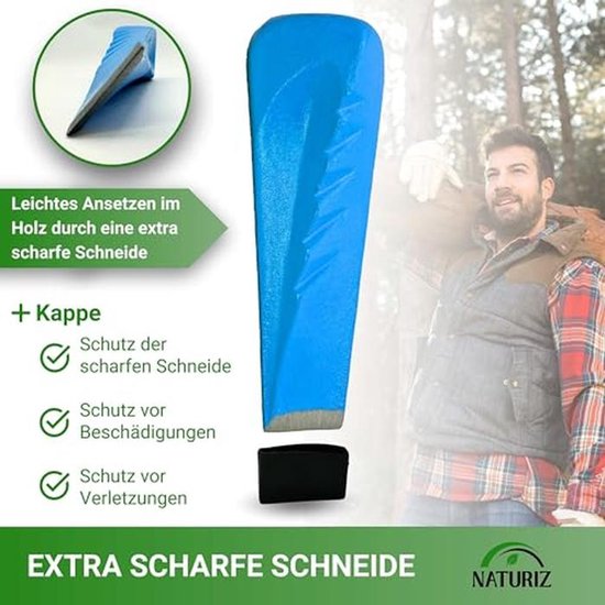 Kloofwig voor Hout met Tas en Beschermkap - Extra Scherpe Draaikloofwig voor Veilig en Moeiteloos Hout Kloven van Merkloos	 — afbeelding 4