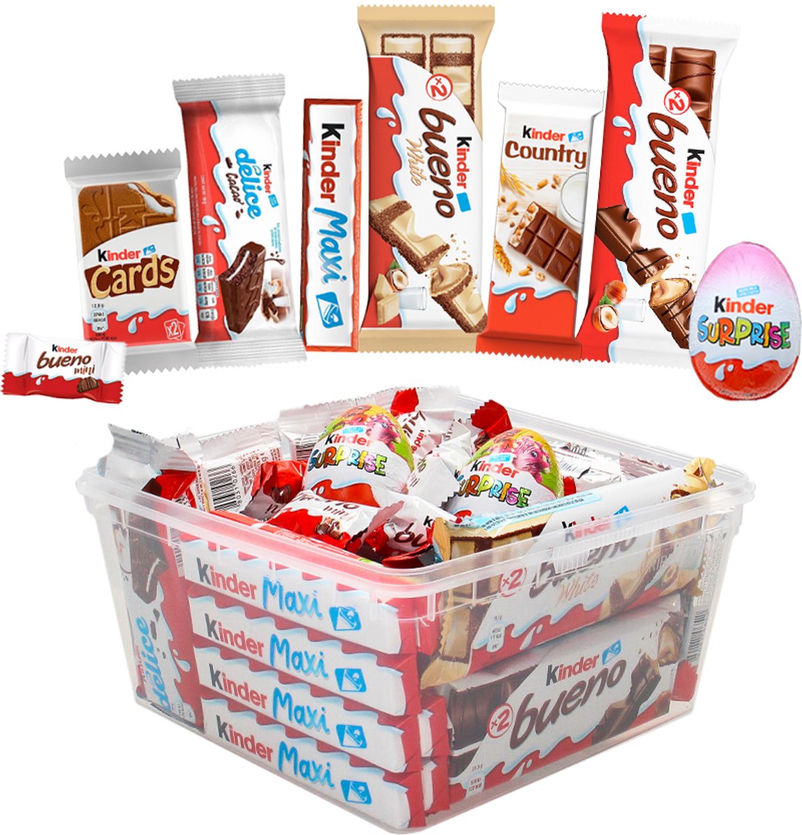 Kinder selection Mega chocolade mix - Kinder Surprise, Bueno melk, Bueno wit, Maxi, Delice, Cards, Bueno mini & Country - 897g