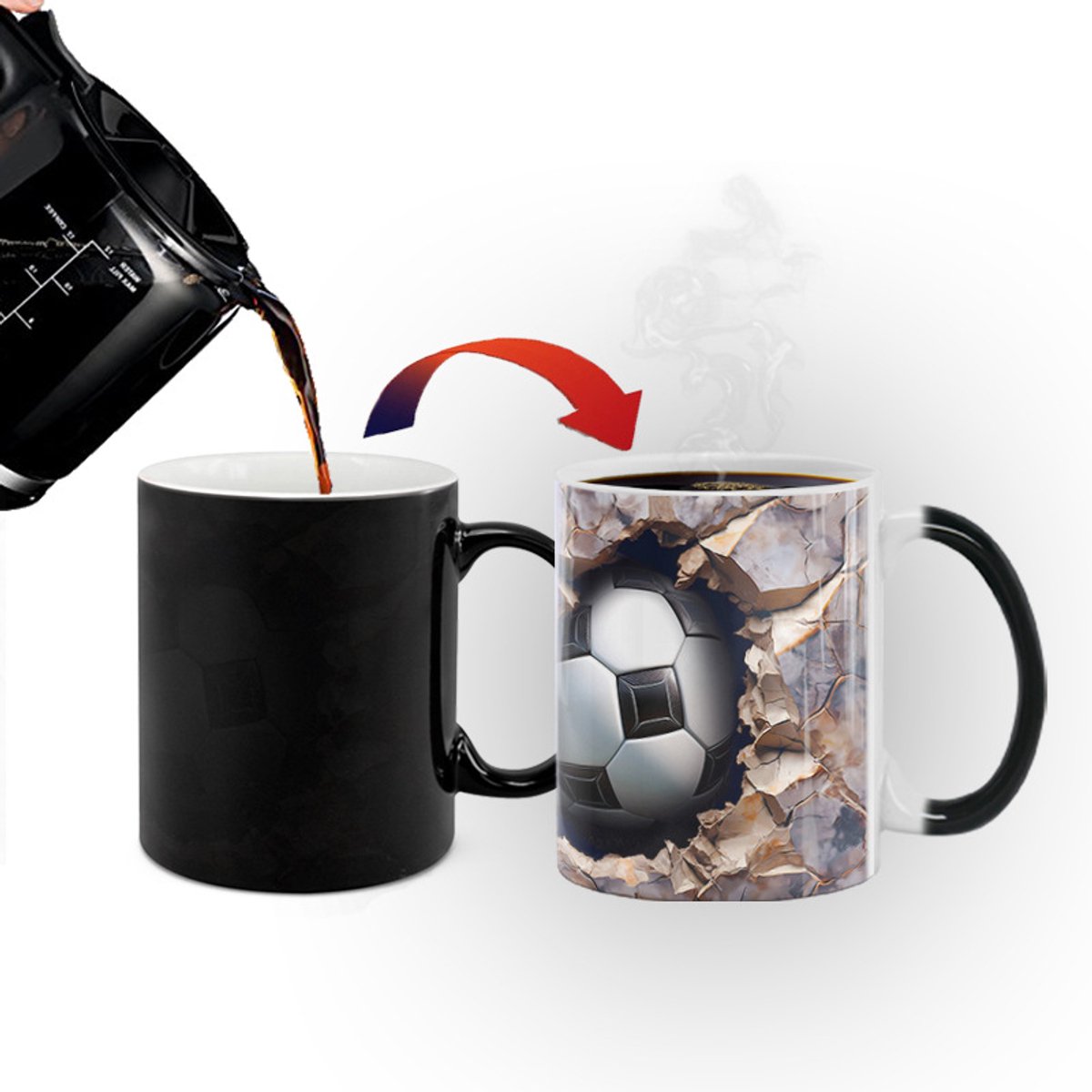 Mok -Waterglas- Koffiekopje- 3D voetbal mok die van kleur verandert - Keramiek - Cadeau