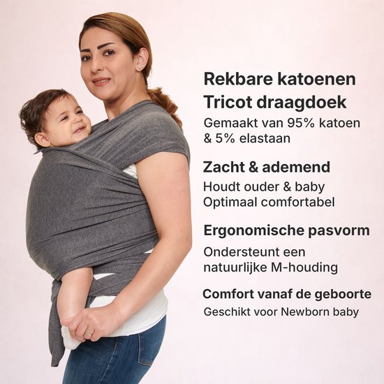 Baby Garden draagdoek grijs - Ergonomisch - Original - Inclusief slabbetje van $ — afbeelding 4