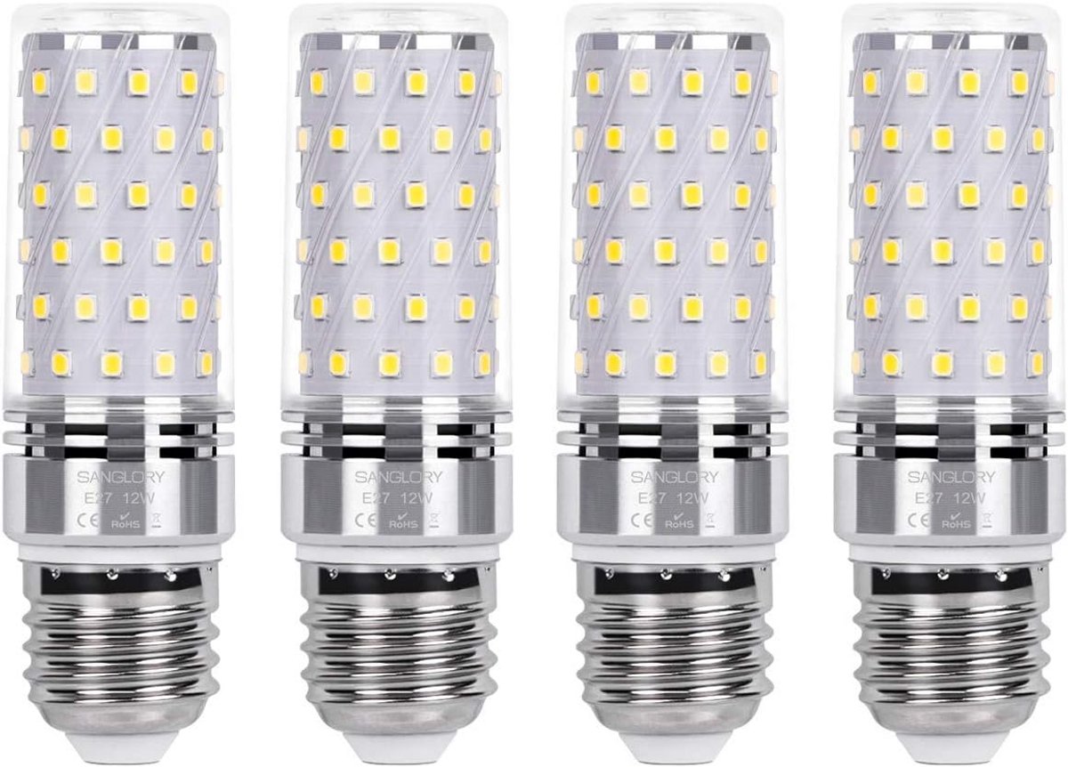 E27 LED Lamp 12W - Vervangt 100W Halogeen, 1350LM, Koud Wit 6000K, Set van 4