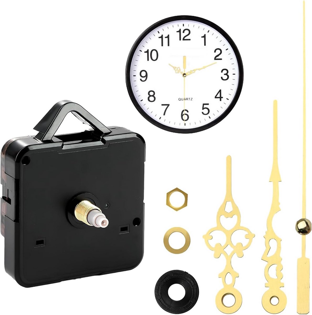 Stille Quartz Klok Mechanisme voor DIY Wandklokken - Gouden Wijzers