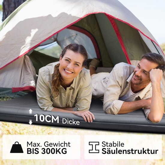 Famanu – Luchtbed voor 2 personen - 203 x 152 x 46 cm - opblaasbaar - inclusief pomp - extra dik - waterdicht — afbeelding 3