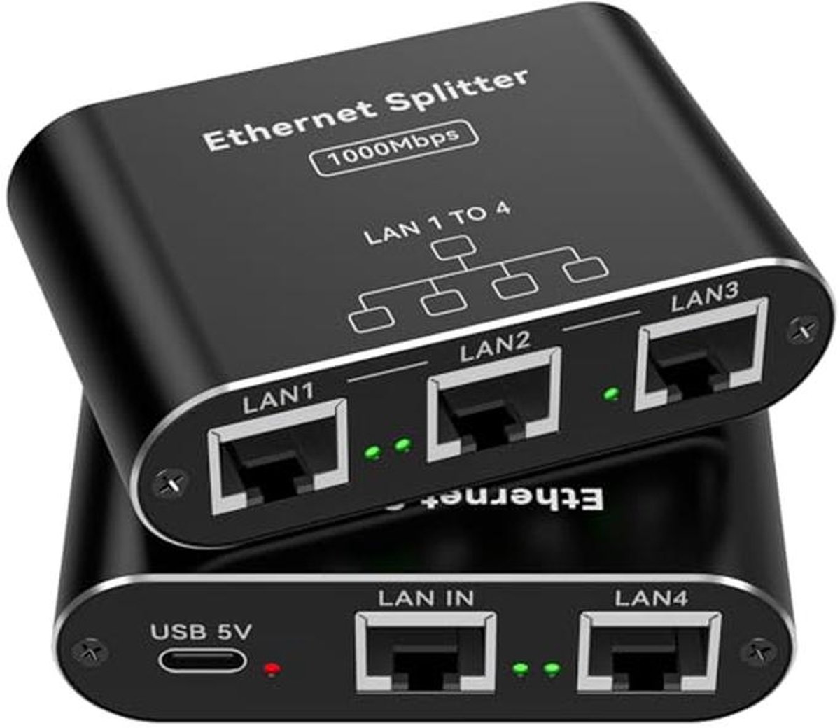 Gigabit Ethernet Switch 1 naar 4 - Snelle Netwerksplitter voor Computer, Laptop en Digitale TV