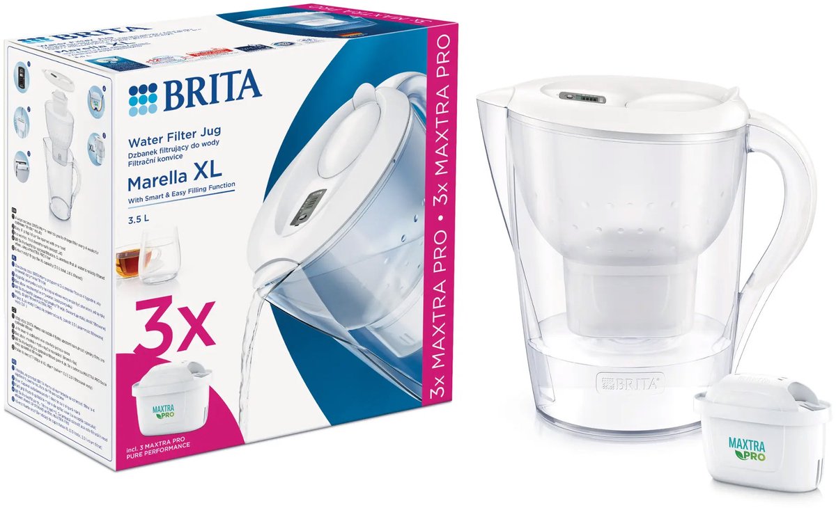 Brita Marella Cool Wit XL 3,5L + 3 Maxtra pro ALL-IN-1 filterpatronen