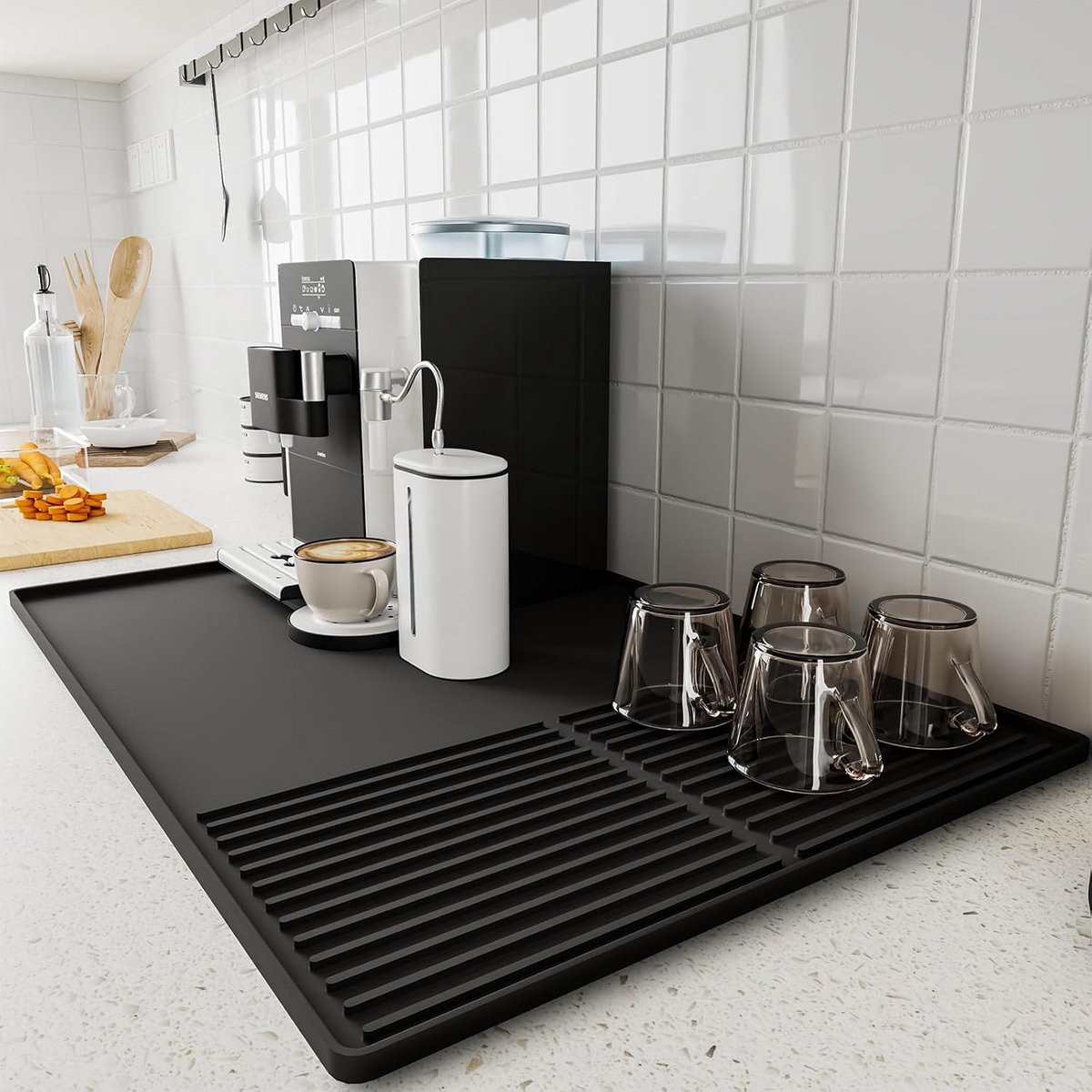 Siliconen Koffiemat met Verhoogde Randen voor Koffiezetapparaat en Espressomachine