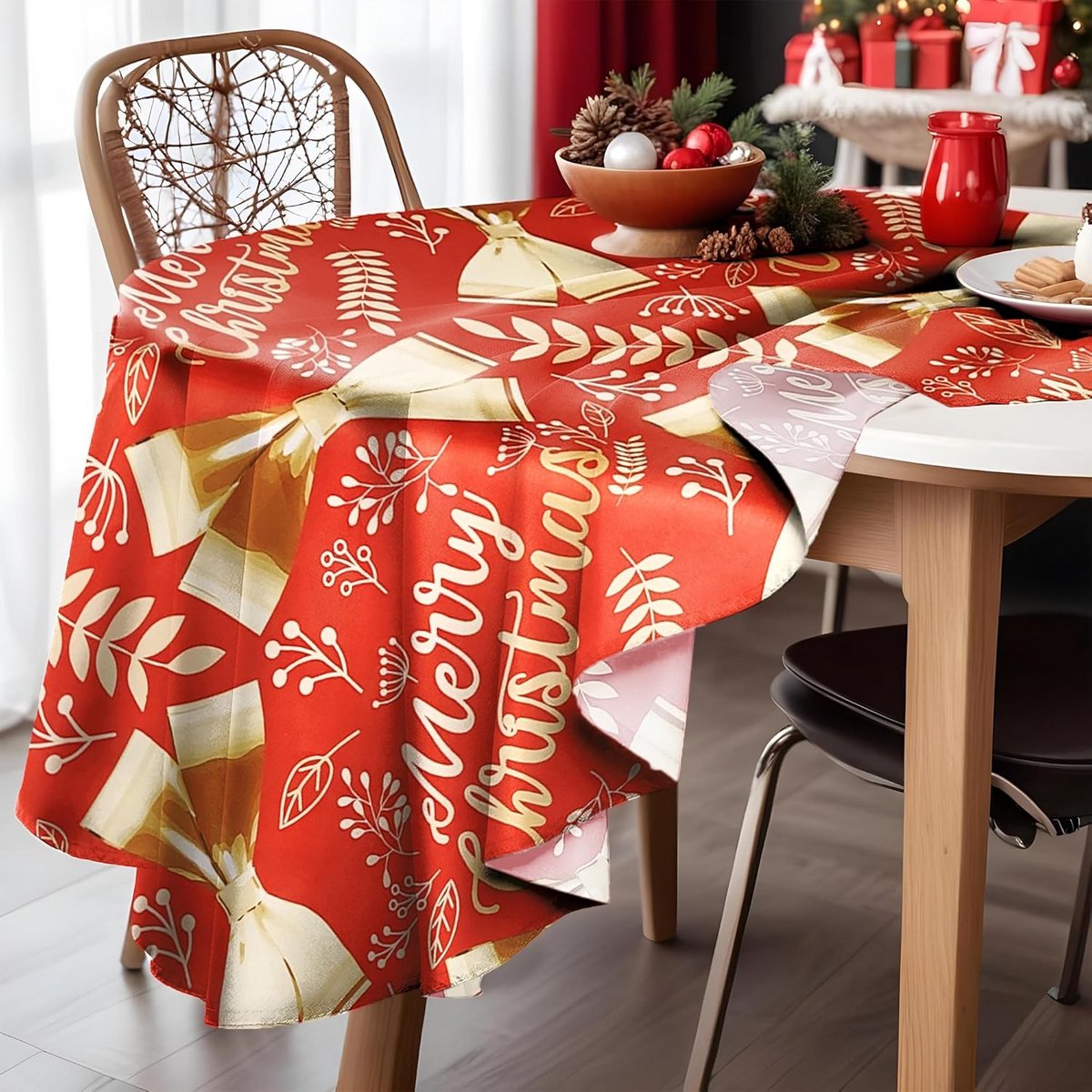 Rond waterdicht kerst tafelkleed voor eetkamer - 177 cm