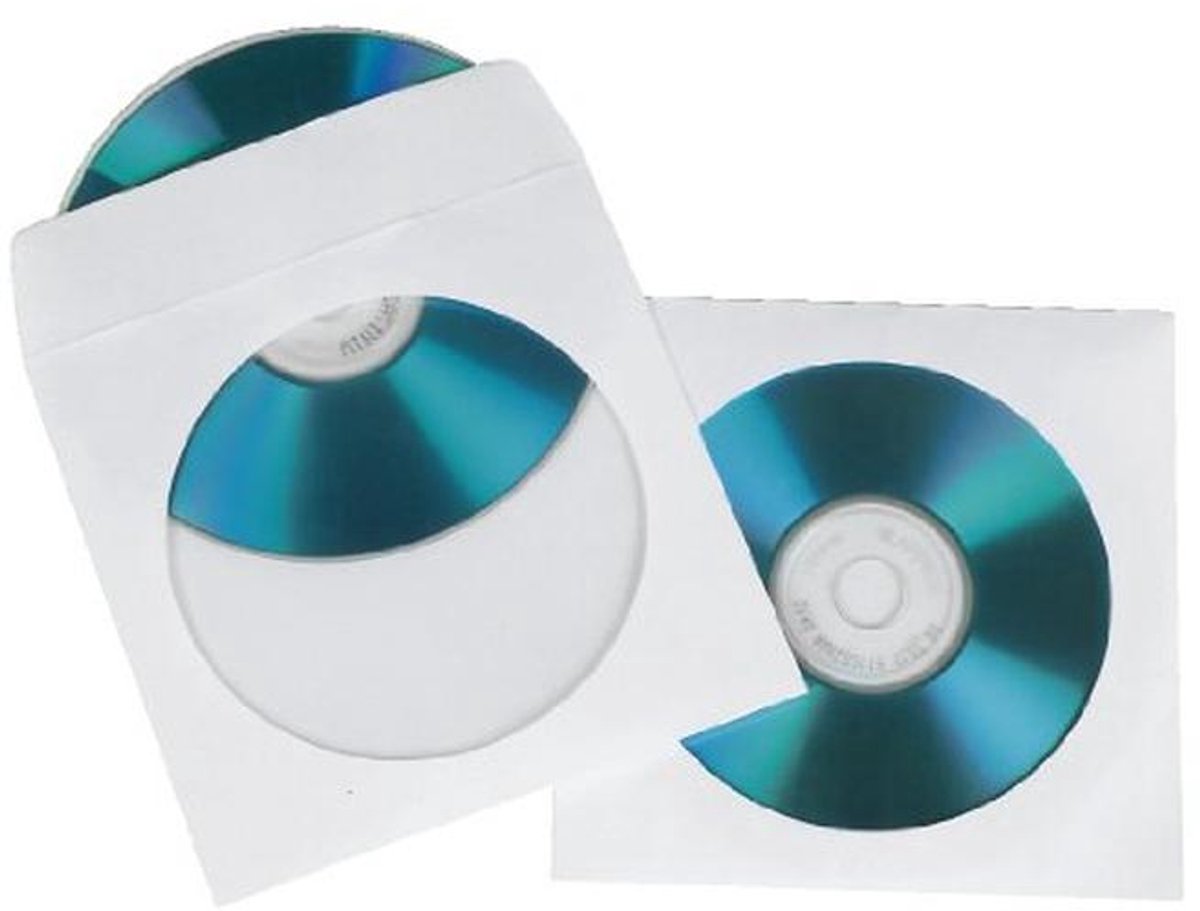 Papier Hoezen voor CD/DVD/Blu-Ray - 50 Stuks - Wit/Transparant