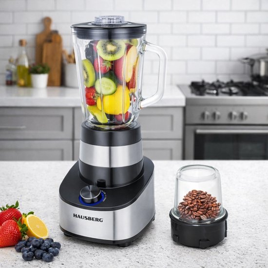 Hausberg Blender 2 in 1 HB-7765 - 500W - met koffiemaler -1500ML glazen beker van Merkloos — afbeelding 2