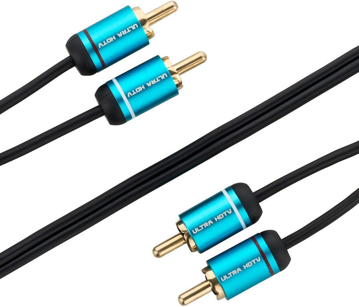 3 Meter RCA Audio Kabel - 2x RCA naar 2x RCA, Knickbescherming, Volmetalen Stekkers en Vergulde Contacts