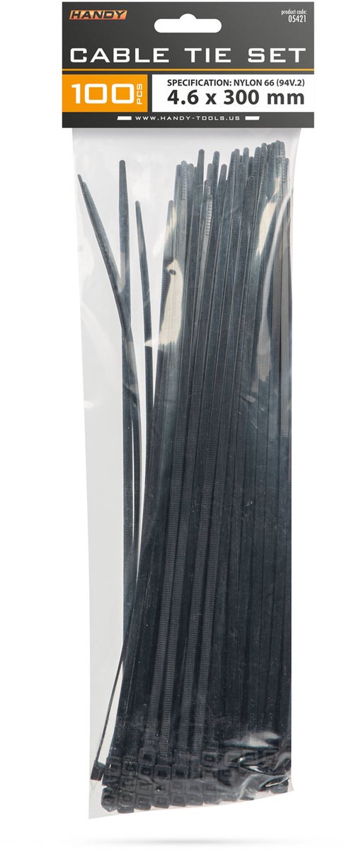 100x Kabelbinders Zwart – Nylon 66 Kabelties Zelfsluitend – Tie Wraps 300 × 4,6 Mm – Zwarte Kabelbinders Voor Kabelmanagement En Installatie – Verpakking 100 Stuks [05421]