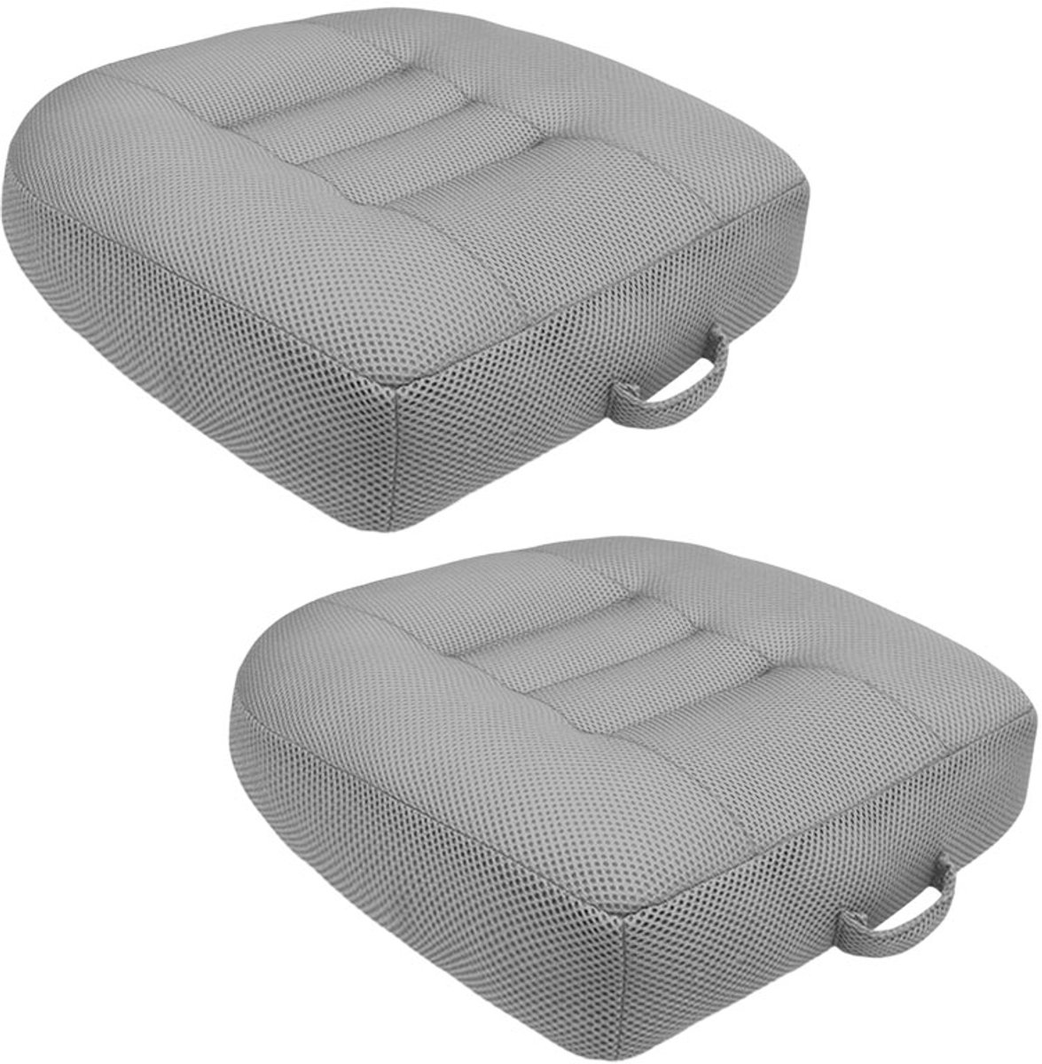 Zitkussen voor auto - Stoelverhoger Draagbaar - Zitkussen - Stoelkussen - Hoogteverhogend - Mat met Handvat - Kantoor Thuis Gebruik - Grijs - 2 Stuks