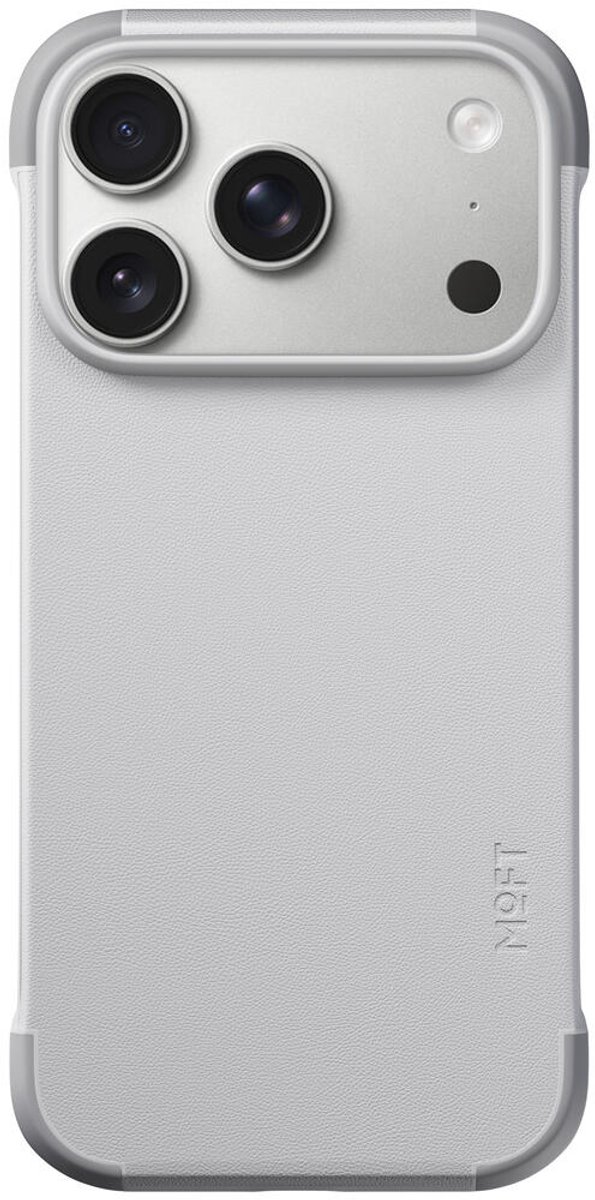MOFT Hoesje Geschikt voor iPhone 17 Pro Max - MOVAS Frame Back Cover - Compatibel met MagSafe - Vegan Leer Case - Beschermhoes Ultra Dun - Duurzaam - Grijs