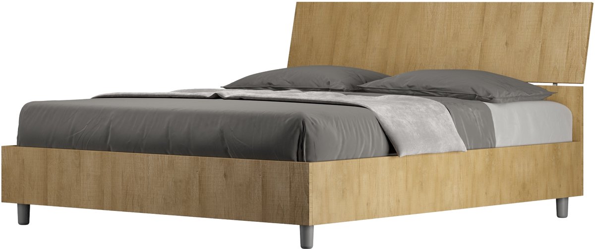 Dubbel verhoogd opbergbed 160x200 Demas eiken schuin hoofdeinde