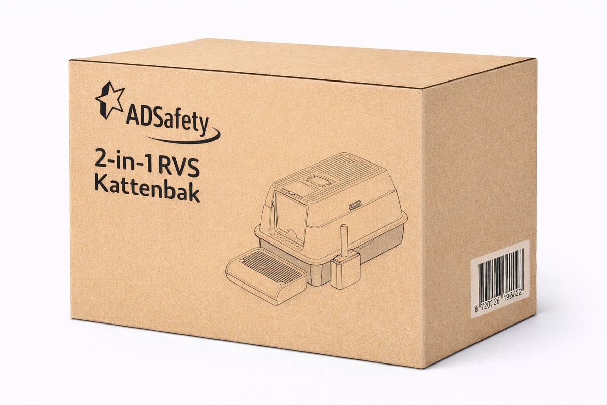 ADSafety Kattenbak RVS - Kattentoilet Roestvrijstaal - Incl. Kattenbakschep met Houde… thumbnail 7