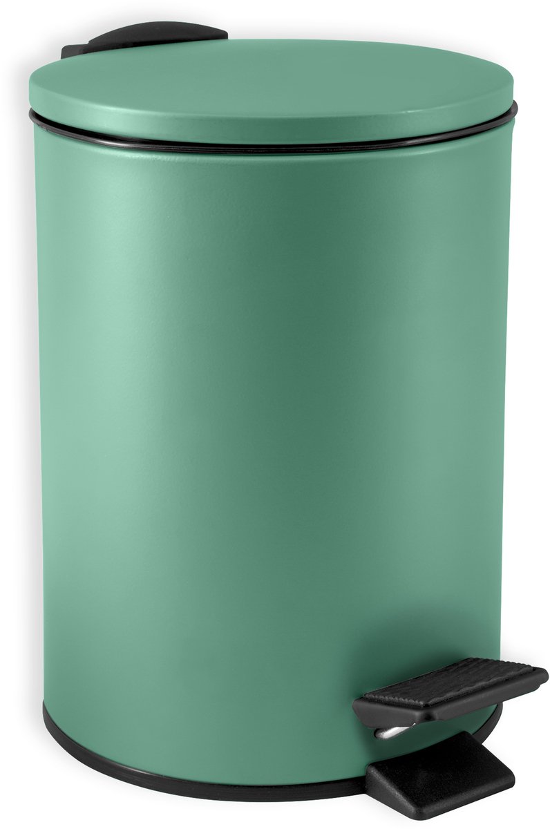 spirella Pedaalbak 3L - ADELAR - Adelar Pedaalbak 3L - Softclose Prullenbak met Uitneembare Binnenemmer - Mat Staal - 16,8 x H 25 cm - Mat Groen