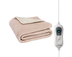 Seranova Elektrische Deken - 160x120 cm - 1 persoons Warmtedeken - Dubbelzijdig Fleece - Knuffeldeken - Beige