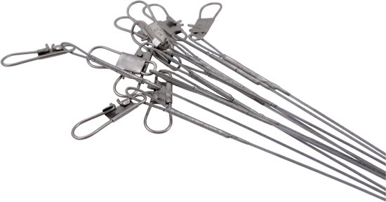 S&D - Stalen onderlijn vissen - 10 stuks - Zilver - 14kg 25cm - Hengelsport - Voor roofvissen met kunstaas van S&D — afbeelding 2