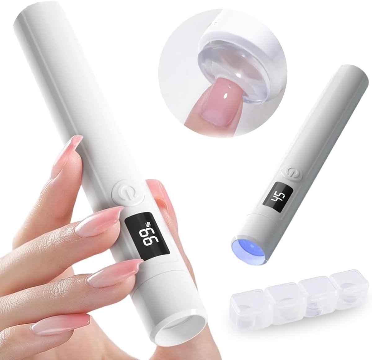 OIMG Nagellamp - Mini Nagellamp - Met 4 siliconen perskoppen - timer met 2 standen - 5x bolle spiegel - Lange batterijduur - sneldrogend - oplaadbaar - LED Lamp - Draagbare - draadloos - nagellamp led uv - nagel lamp - voor salonnagelkunst DIY thuis