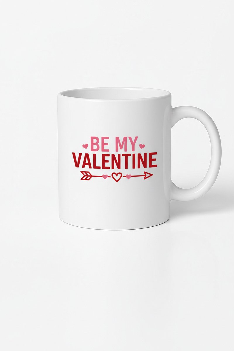 Mok Be My Valentine - Valentijnscadeau met Hartjes en Amor Pijl Design