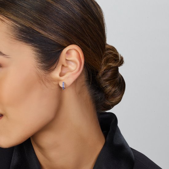 GLAMS - Boucles d'oreille à clapet Synth. Saphir - Argent