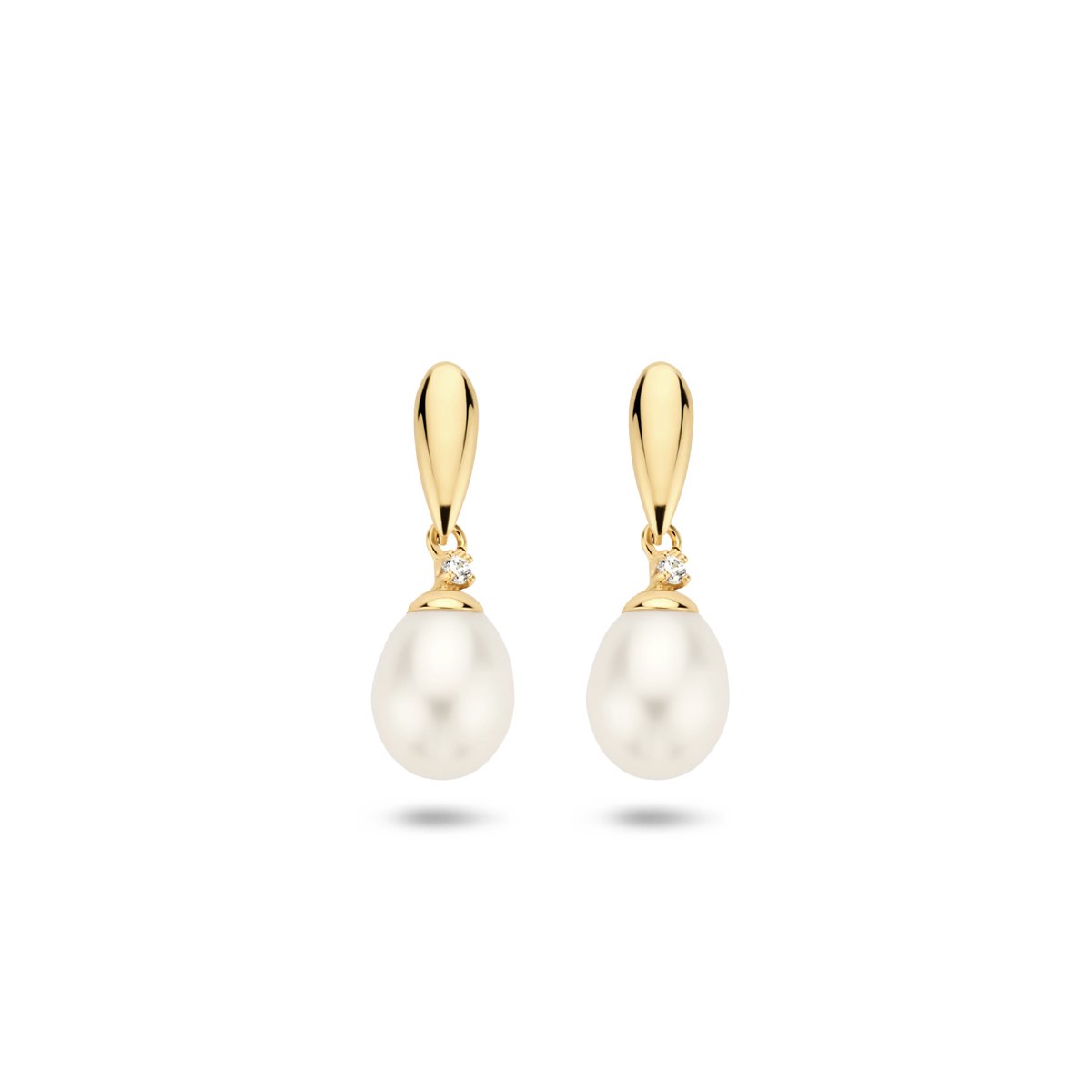 Marie Celeste oorhangers parel en zirkonia - 7.5 - Goud