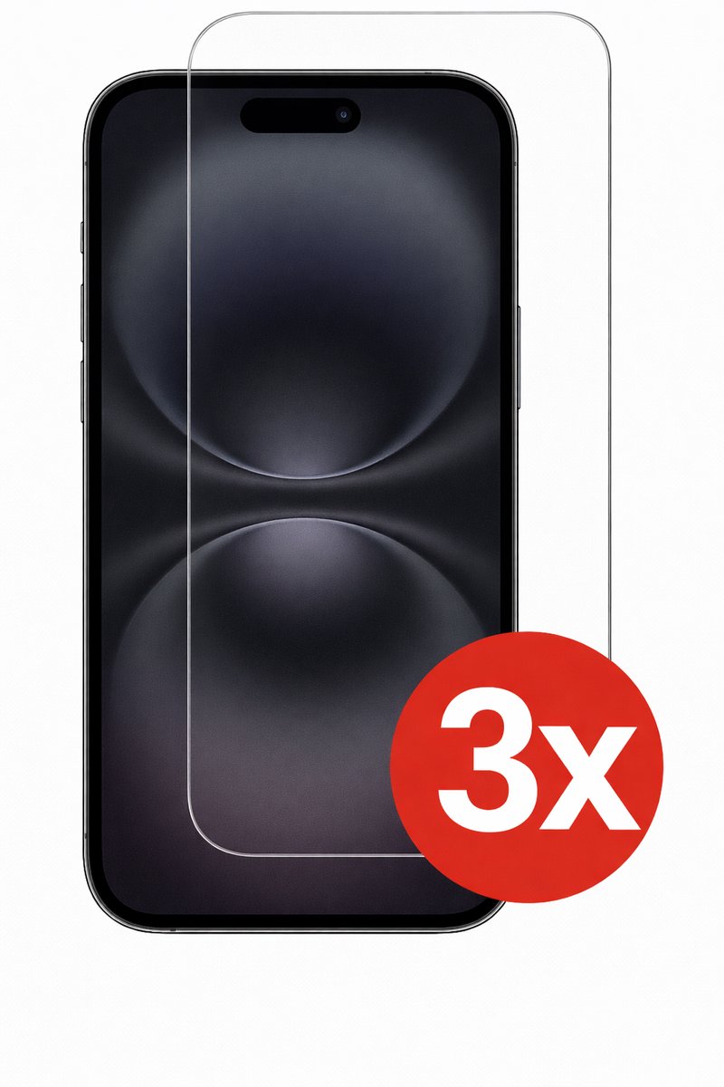 Screenprotector - 3 stuks - Geschikt Voor iPhone 16 - Glasplaat - Tempered Glass - Gorilla - Extra Sterk - Beschermglas