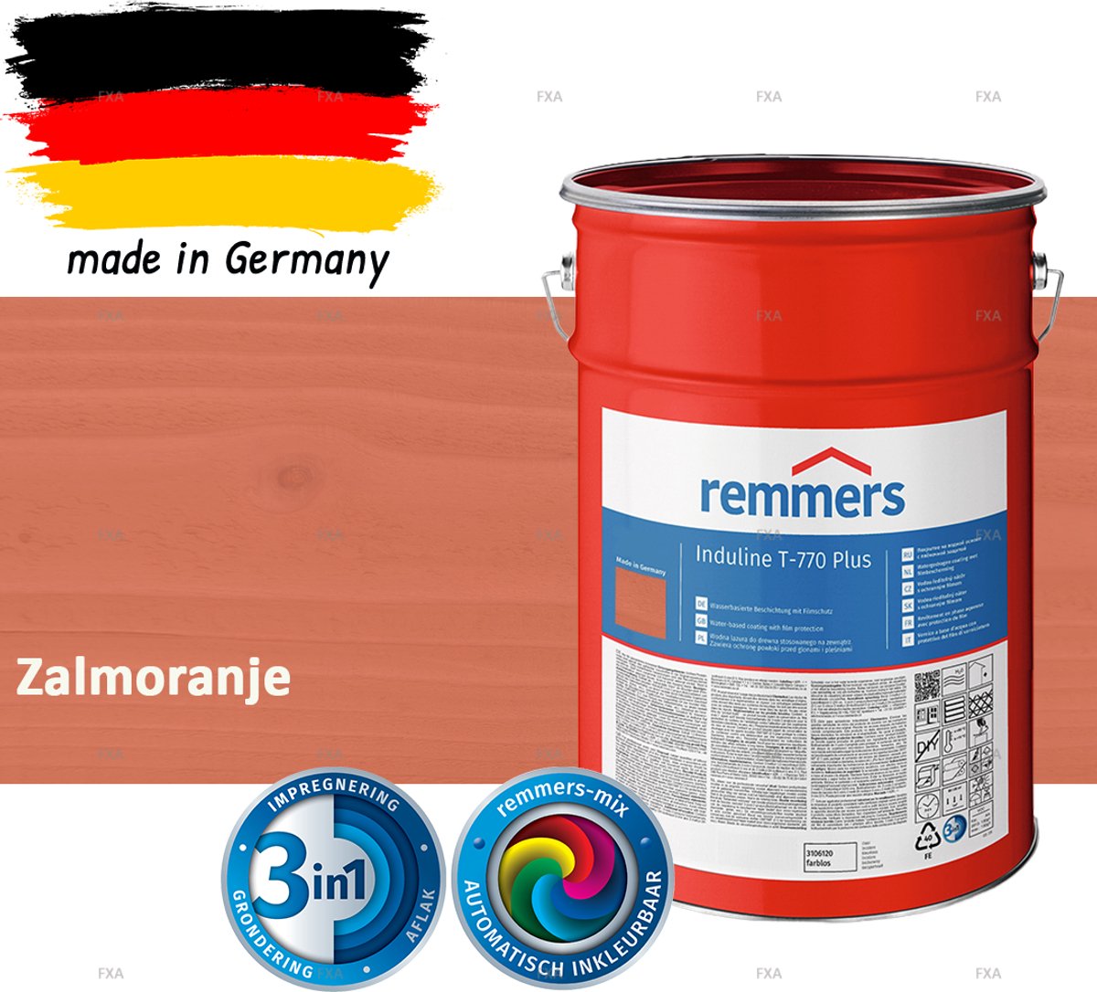 Remmers Induline T-770 PLUS Transparant – Zalmoranje – 2,5 L – Opvolger GW 310 Houtbeits