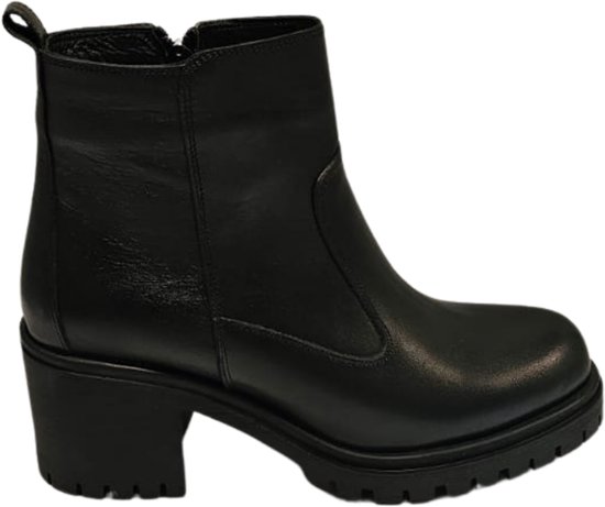 Berussa- Dames-Laarzen-toere Leren Dames Boots met Blokhak - Echt Leer - Zachte Suède Voering - Platformzool - Zwart 36-40