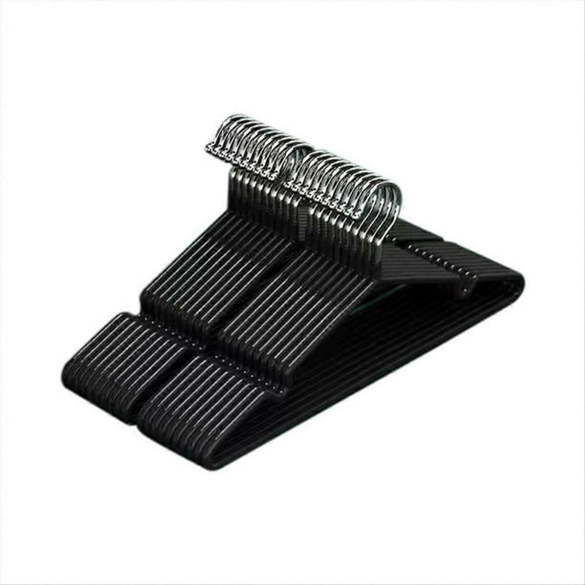 Verpakking van 10 stuks, antislip hangers, verdikte hangers, zwart.