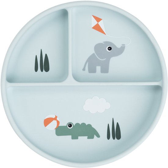 Done by Deer Foodie Kinderbord met onderverdeling, kinder- en babybord, antislip, BPA-vrij kinderservies en babyservies van 100% PP in levensmiddelenkwaliteit, 22 x 18 x 2 cm