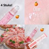 4 Stuks - Roll-On Fruitolie Lippenbalsem | Hydraterende, Transparante Gloss Lip olie | Langdurige Verzorging in de smaak Perzik