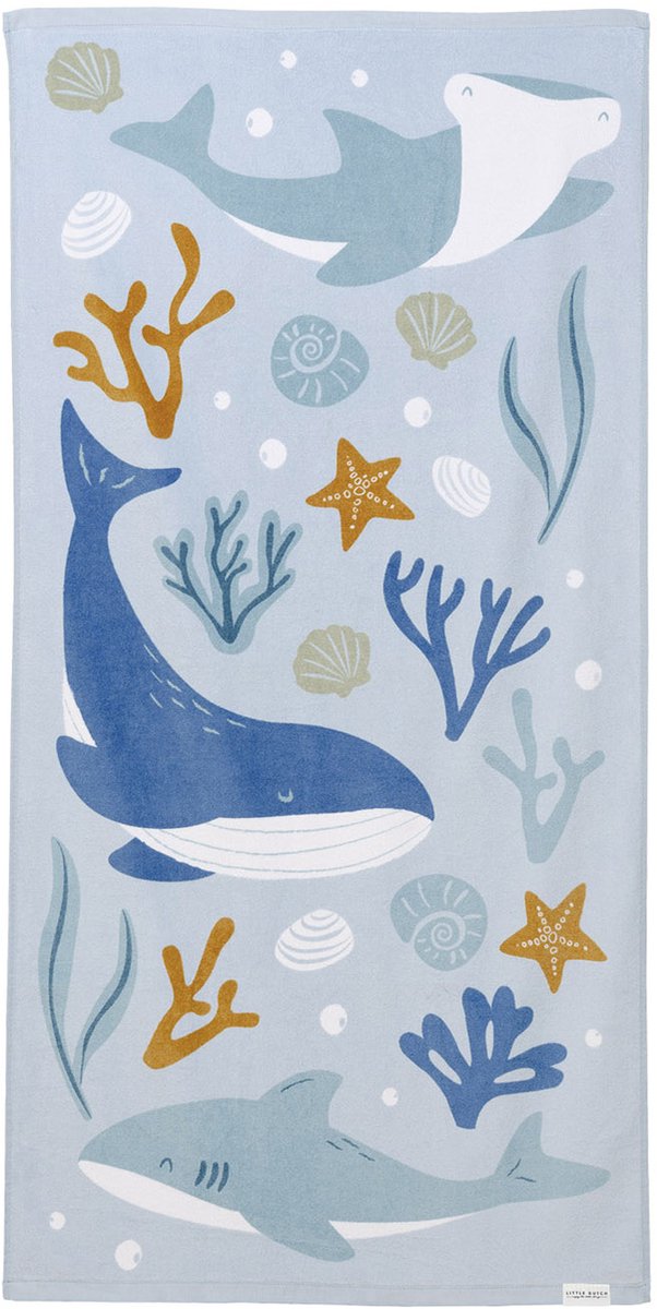 Bol.com Little Dutch badlaken - strandlaken Ocean Dreams Blauw 60x120cm aanbieding