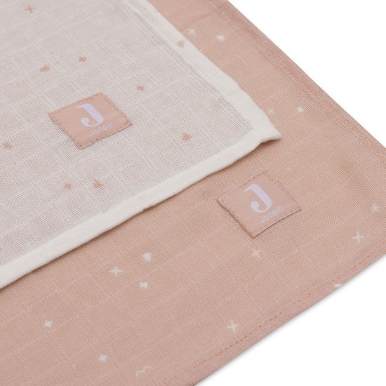 Jollein - Hydrofiele Doek Large 115x115cm - Inbakerdoek, Spuugdoekjes, Baby Doeken - Zacht Katoen - 2 Stuks - Twinkling Wild Rose van Jollein — afbeelding 3